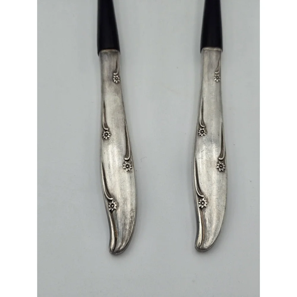 Oneida Community Silver Flower Silverplate Salad Serving Set Spoon Fork Vintage